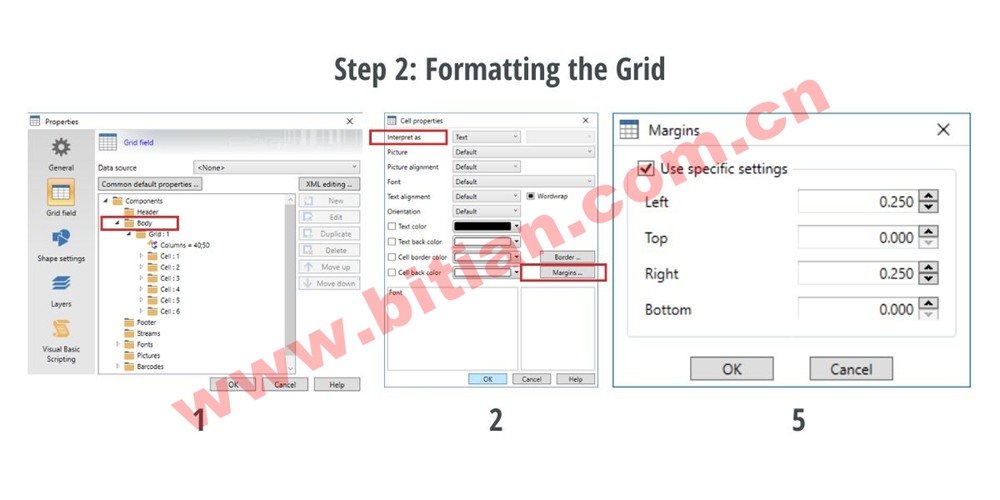 ���P����� CODESOFT ��ʹ�� GridField �O�þW���ʽ����Ļ�؈D